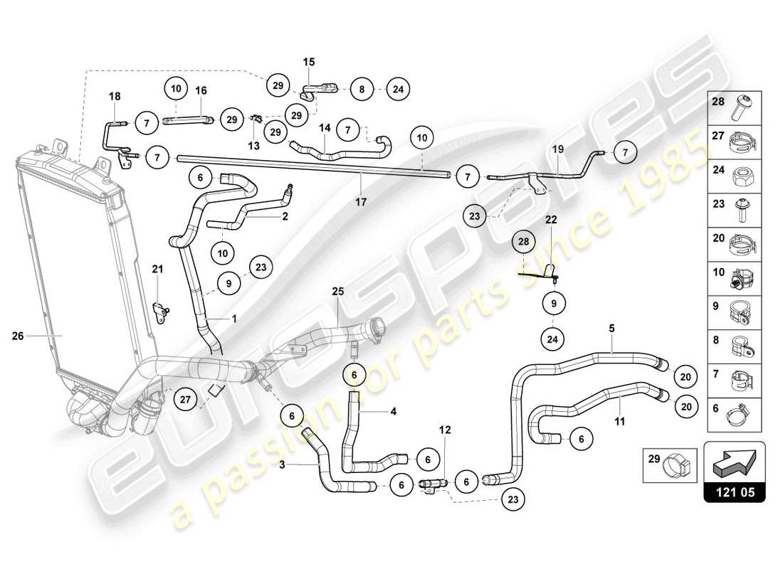 Lamborghini LP720-4 Roadster 50 (2015) Cooling System Part Diagram