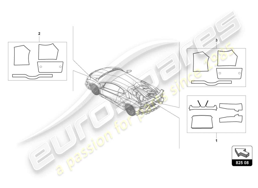 Lamborghini LP740-4 S COUPE (2018) HEAT SHIELD Part Diagram