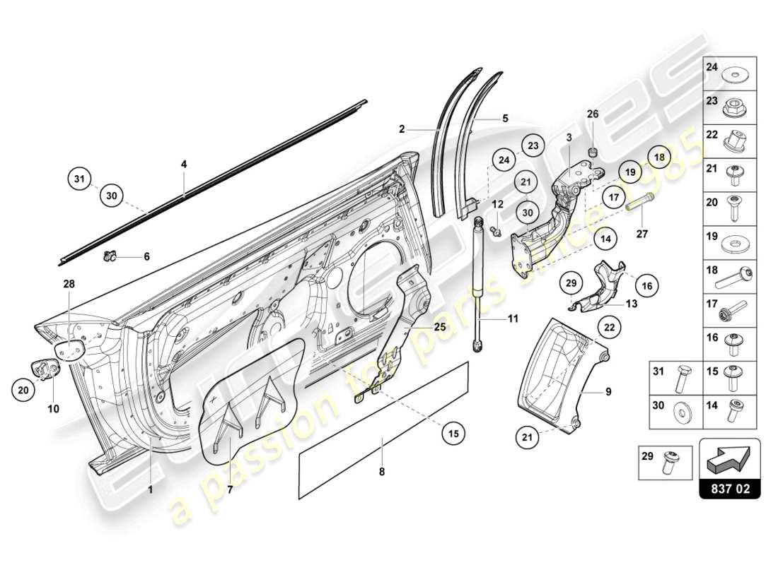 Lamborghini LP740-4 S COUPE (2018) DRIVER AND PASSENGER DOOR Part Diagram