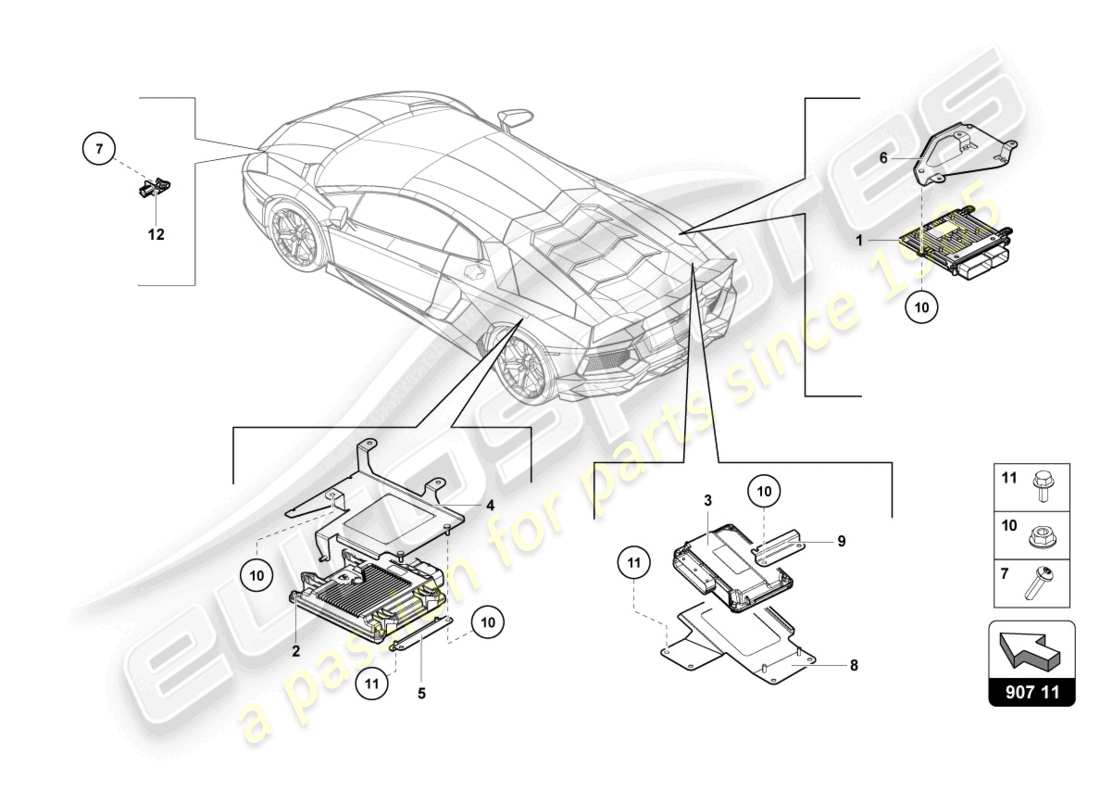 Lamborghini LP740-4 S COUPE (2018) ENGINE CONTROL UNIT Part Diagram