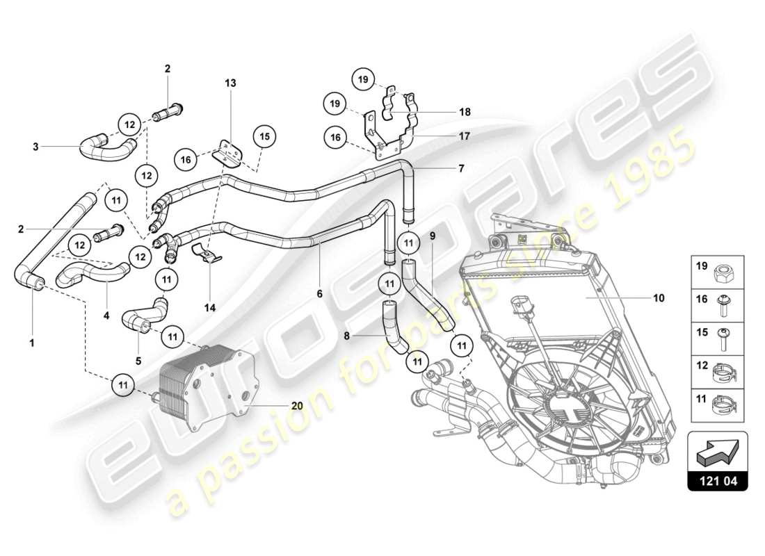 Lamborghini LP740-4 S COUPE (2020) Cooling System Part Diagram