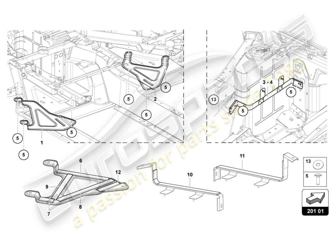 Lamborghini LP740-4 S COUPE (2020) BRACKET FOR FUEL TANK Part Diagram