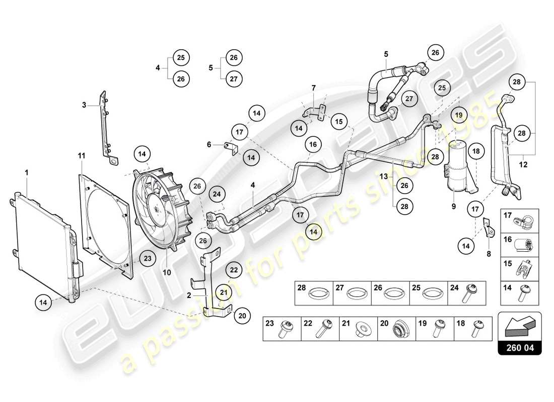 Lamborghini LP740-4 S ROADSTER (2018) A/C CONDENSER Part Diagram