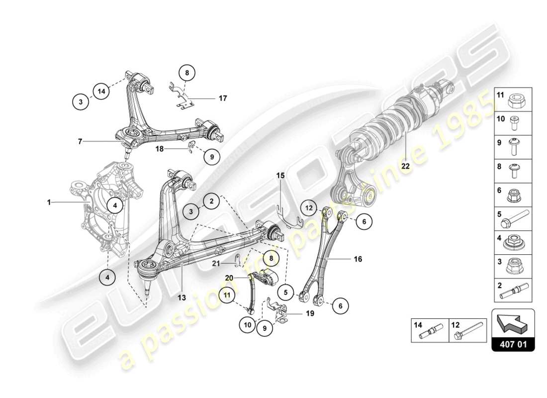 Lamborghini LP740-4 S ROADSTER (2018) SUSPENSION FRONT Part Diagram