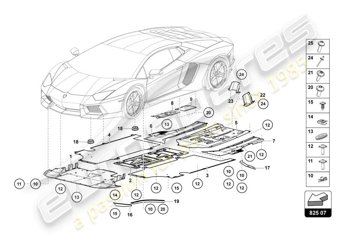 Lamborghini LP740-4 S ROADSTER (2018) TRIM PANEL FOR FRAME LOWER SECTION Part Diagram