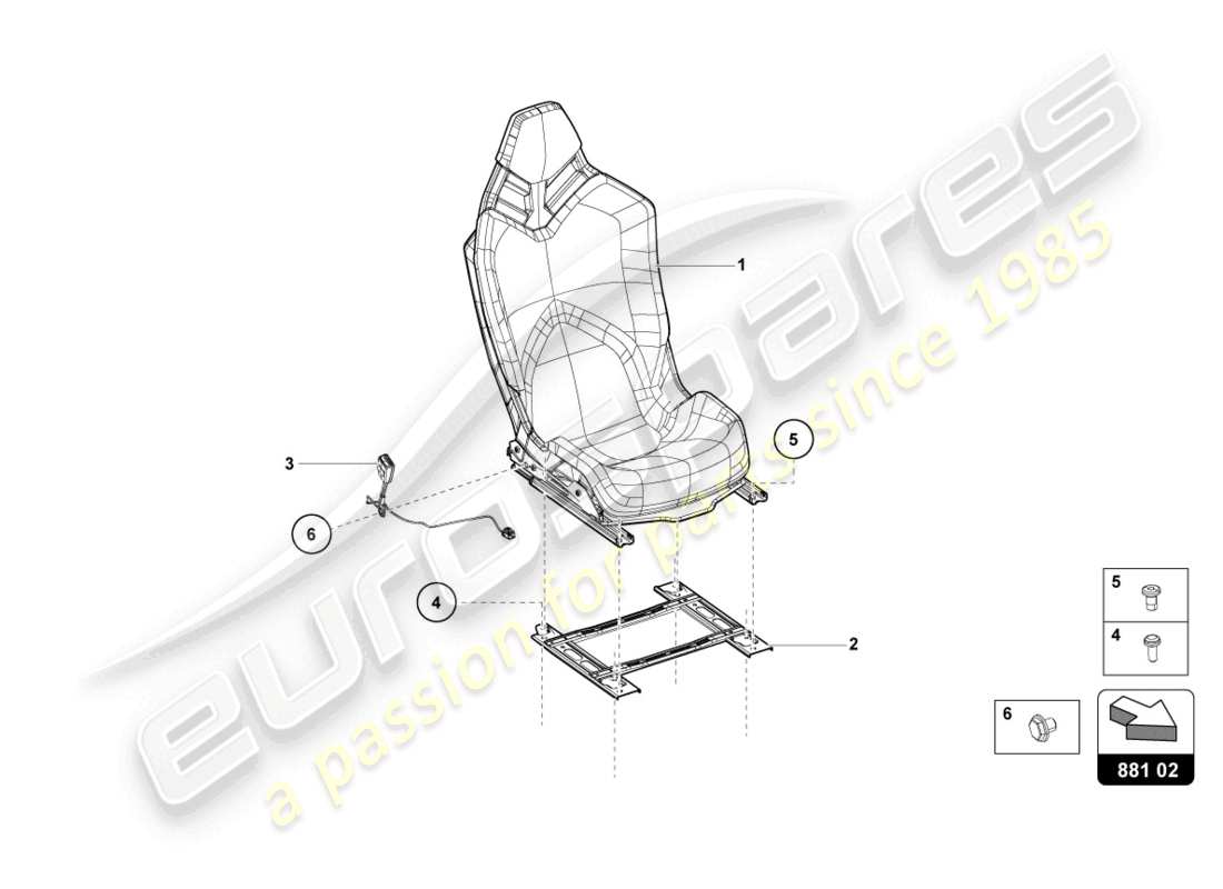 Lamborghini LP740-4 S ROADSTER (2020) SPORTS SEAT Part Diagram