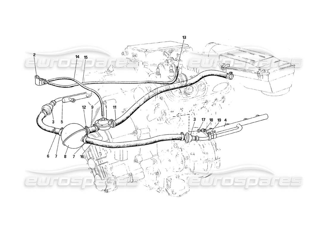 Ferrari 328 (1988) Air Injection (for CH86 and CH87 Version) Part Diagram