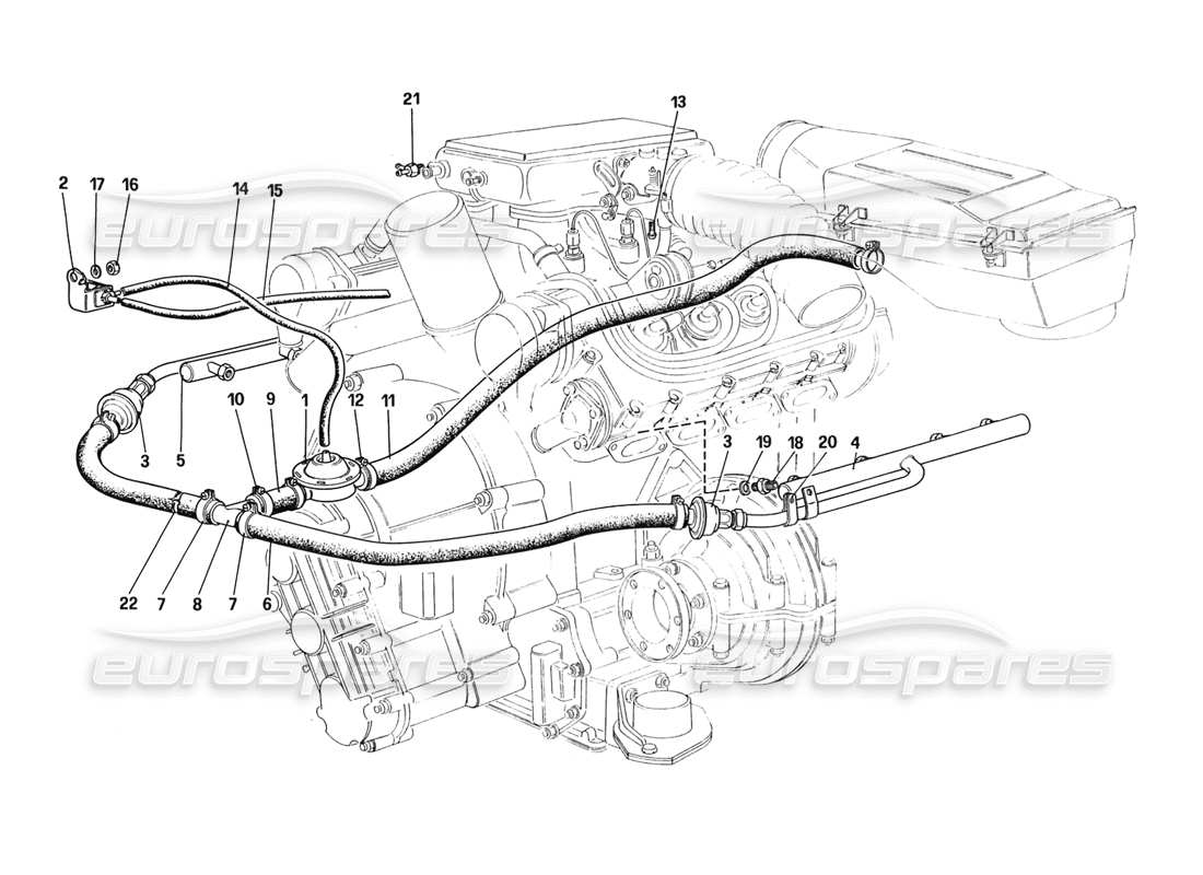 Ferrari 328 (1988) Air Injection (for USA and CH88 Version) Part Diagram