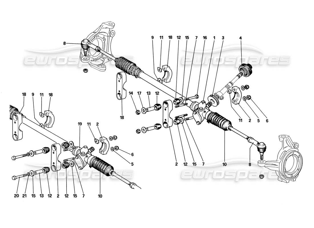 Ferrari 328 (1988) Steering Box and Linkage Part Diagram
