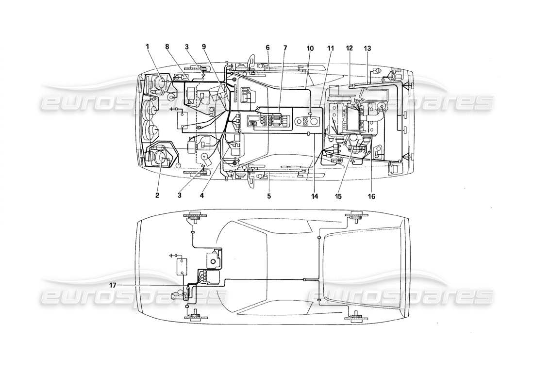 Ferrari 328 (1988) Electrical System - Cables Part Diagram