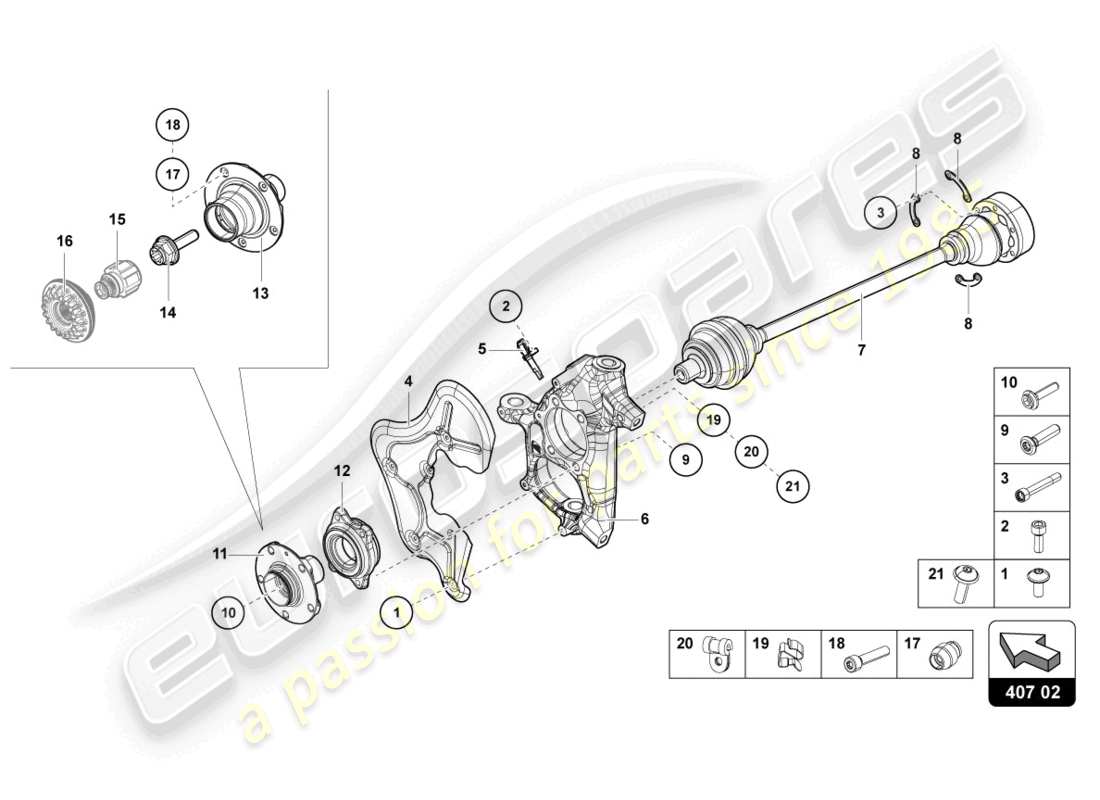 Lamborghini Sian (2020) DRIVE SHAFT FRONT Part Diagram