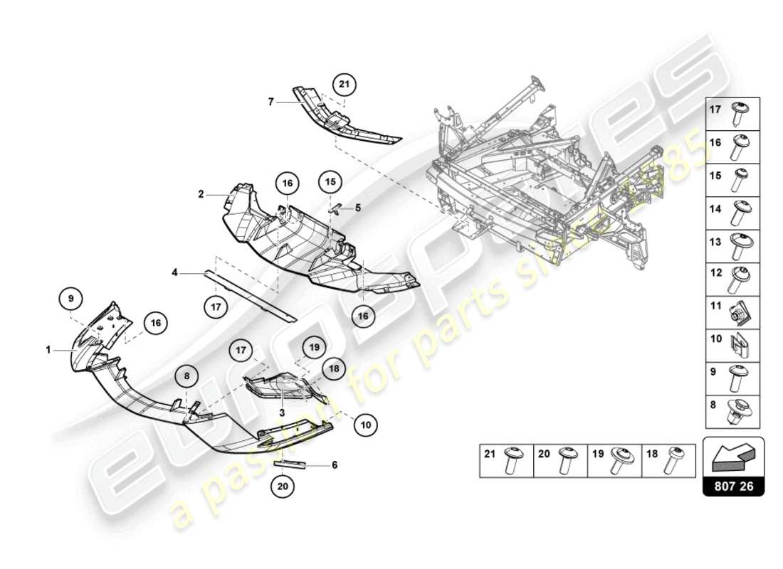Lamborghini Sian (2020) BUMPER, COMPLETE FRONT Part Diagram