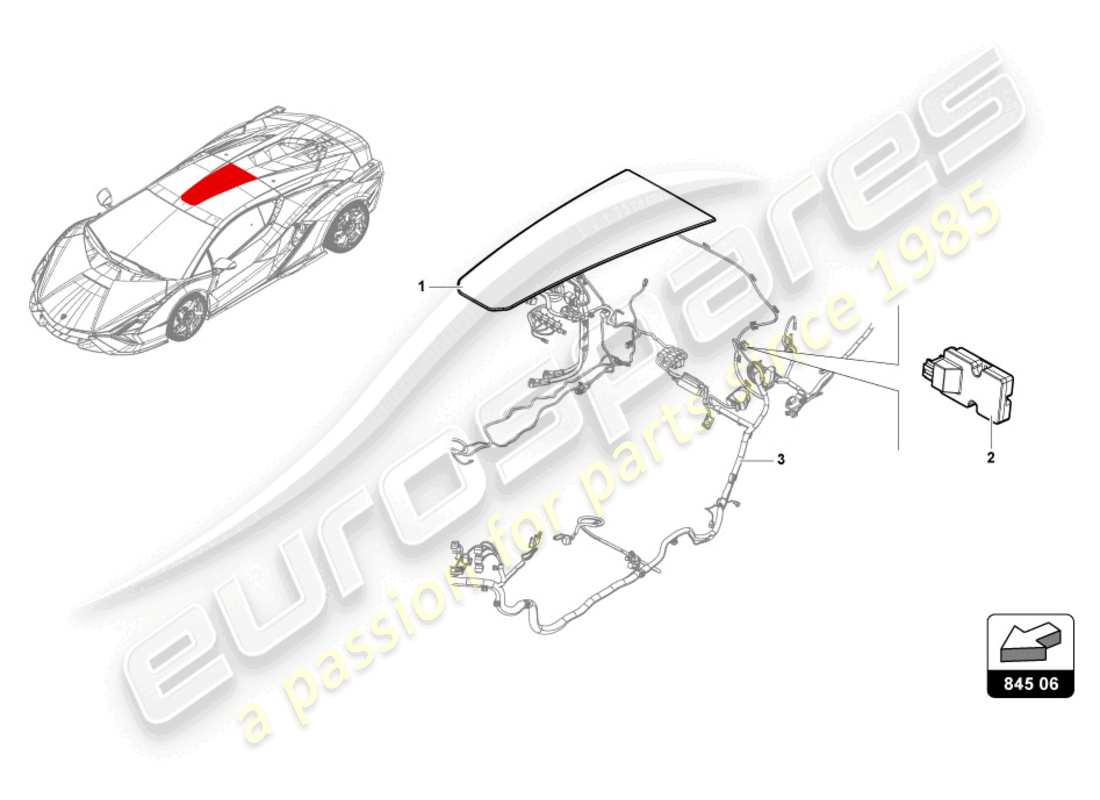 Lamborghini Sian (2020) ROOF WINDOW Part Diagram