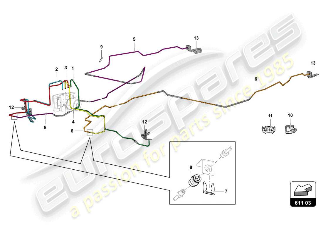 Lamborghini Sian (2021) BRAKE SERVO, PIPES AND VACUUM SYSTEM Part Diagram