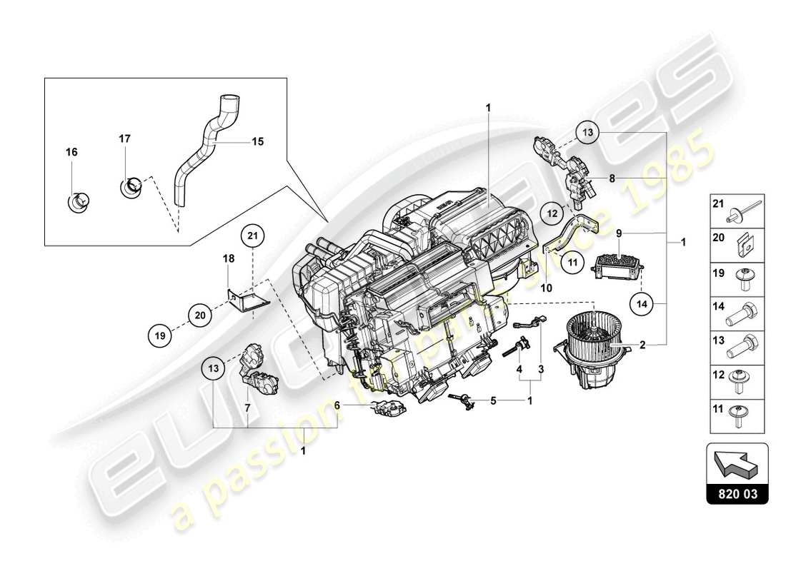 Lamborghini Sian (2021) Air Conditioning Part Diagram