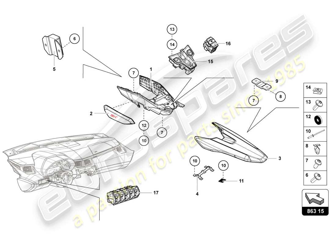 Lamborghini LP750-4 SV COUPE (2015) SWITCH UNIT Part Diagram