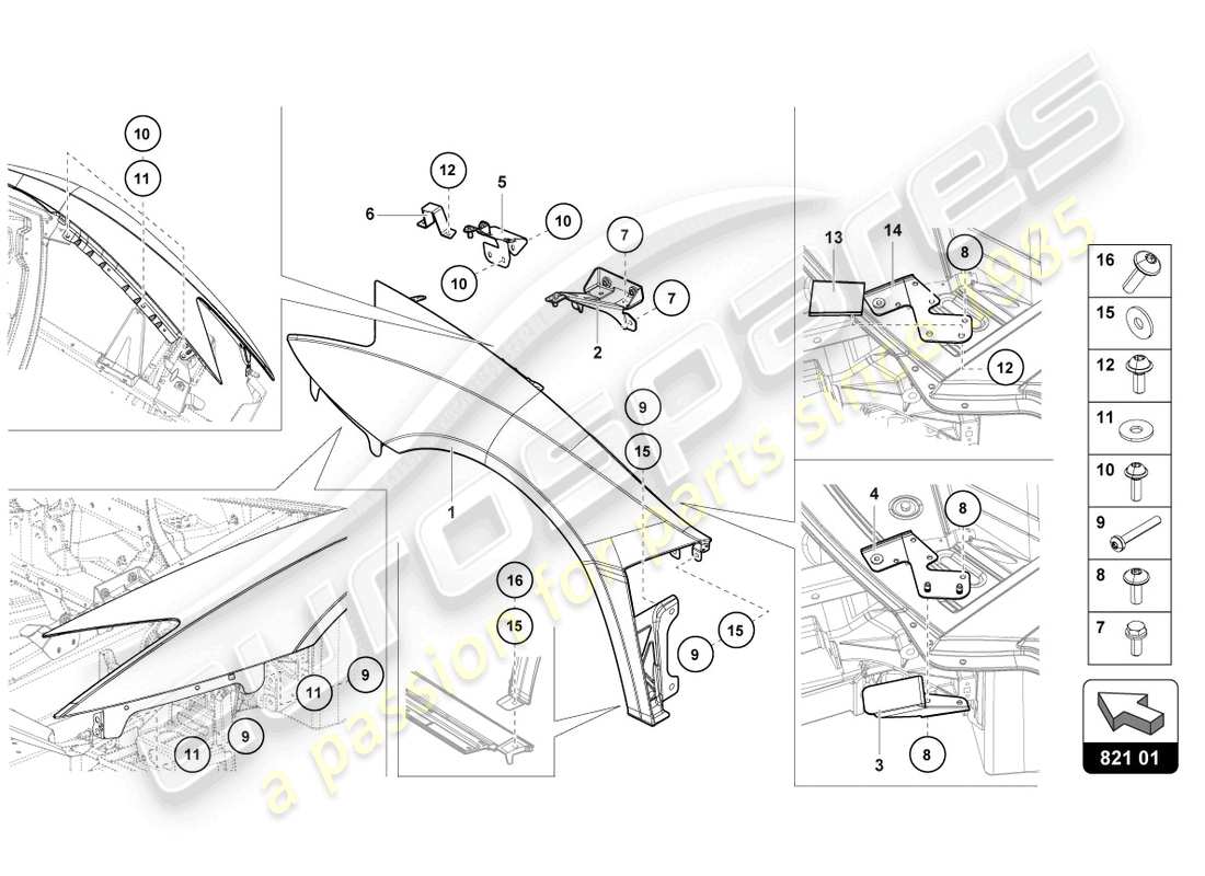 Lamborghini LP750-4 SV COUPE (2017) WING FRONT Part Diagram