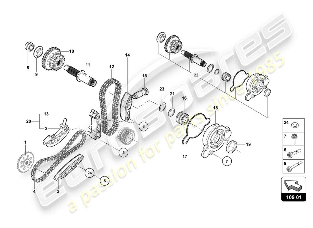 Lamborghini LP750-4 SV ROADSTER (2016) TIMING CHAIN Part Diagram