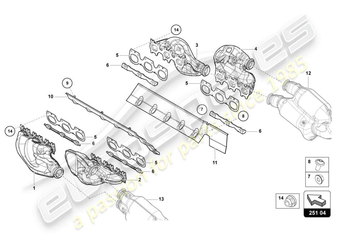 Lamborghini LP770-4 SVJ Coupe (2020) Exhaust System Part Diagram