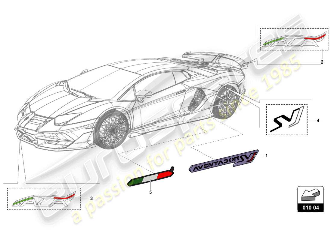 Lamborghini LP770-4 SVJ Coupe (2021) sticky pad set Part Diagram