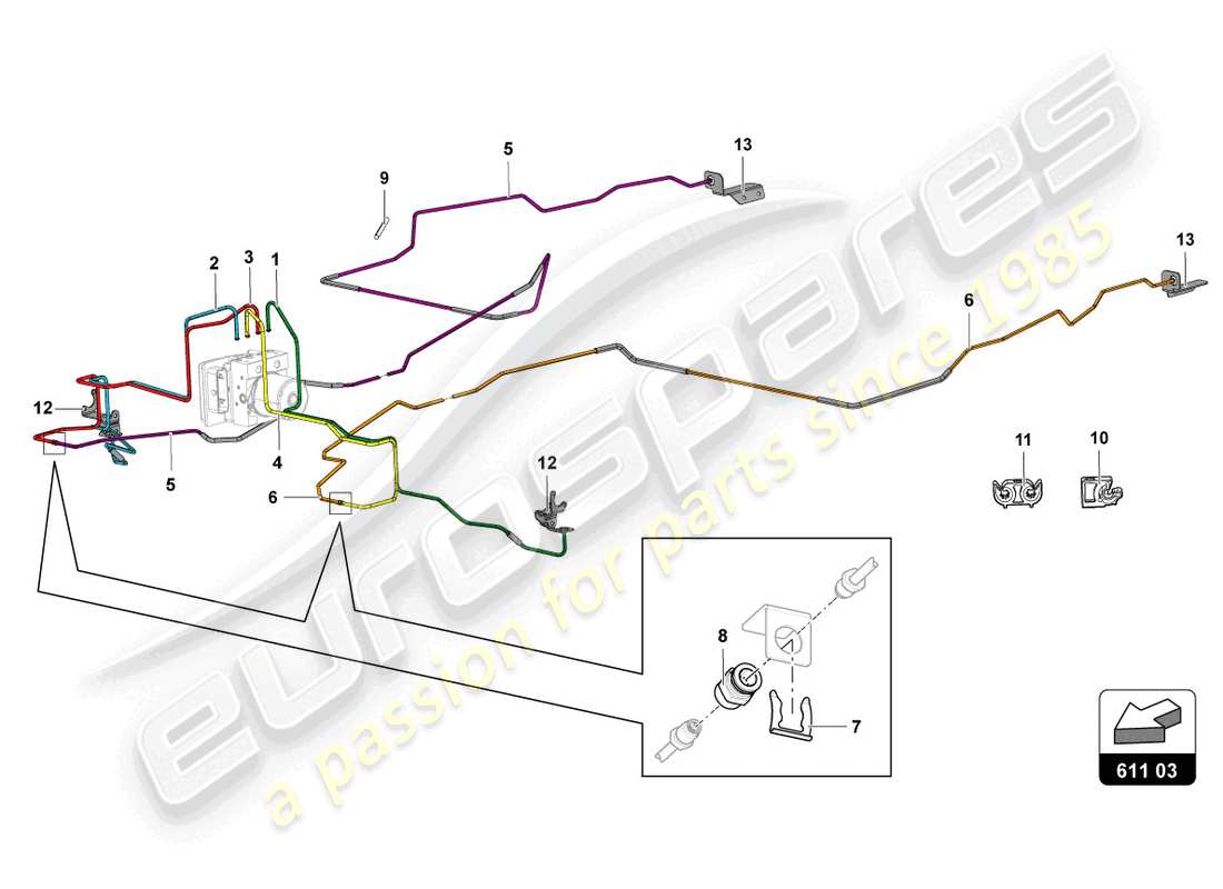 Lamborghini LP770-4 SVJ Coupe (2021) BRAKE SERVO, PIPES AND VACUUM SYSTEM Part Diagram