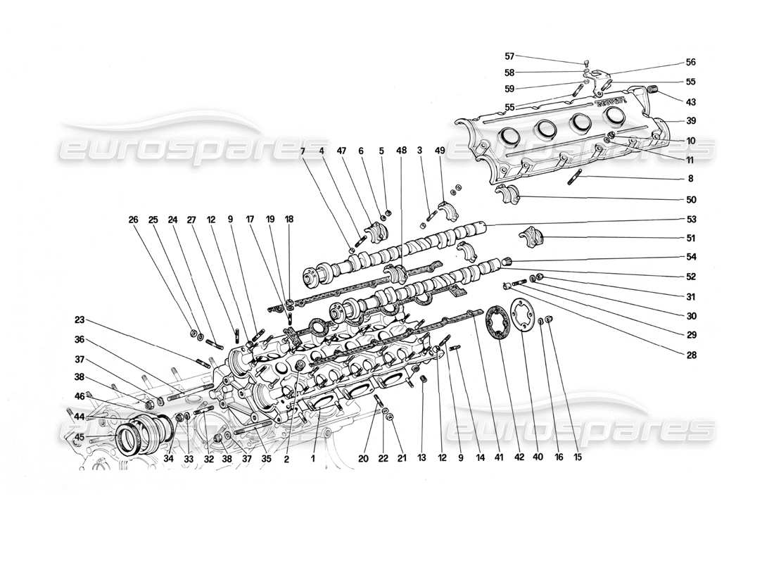Ferrari Mondial 3.0 QV (1984) Cylinder Head (Left) Part Diagram