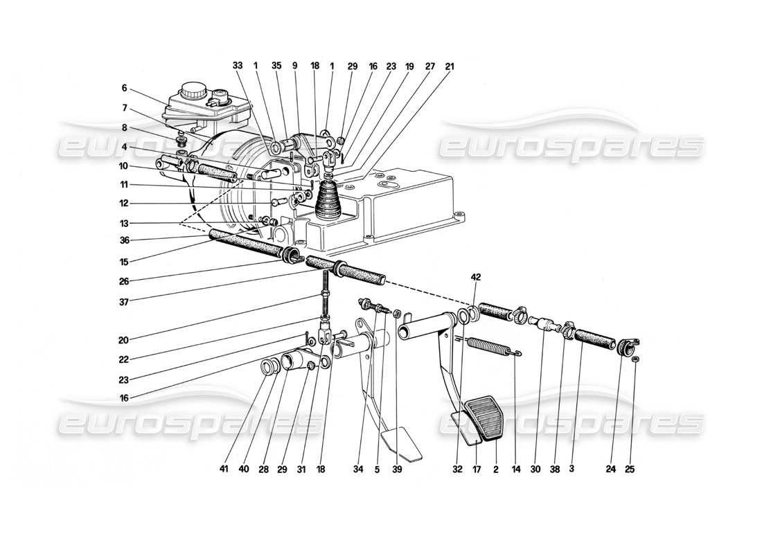 Ferrari Mondial 3.0 QV (1984) Brake Hydraulic System Part Diagram