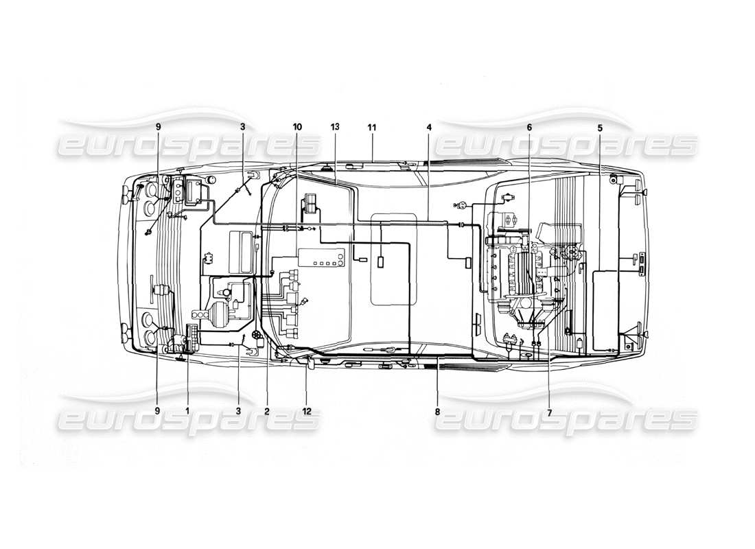 Ferrari Mondial 3.0 QV (1984) electrical system Part Diagram