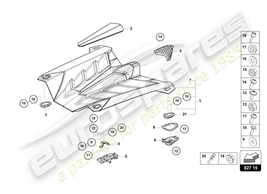 Lamborghini LP770-4 SVJ ROADSTER (2020) ENGINE COVER WITH INSP. COVER Part Diagram