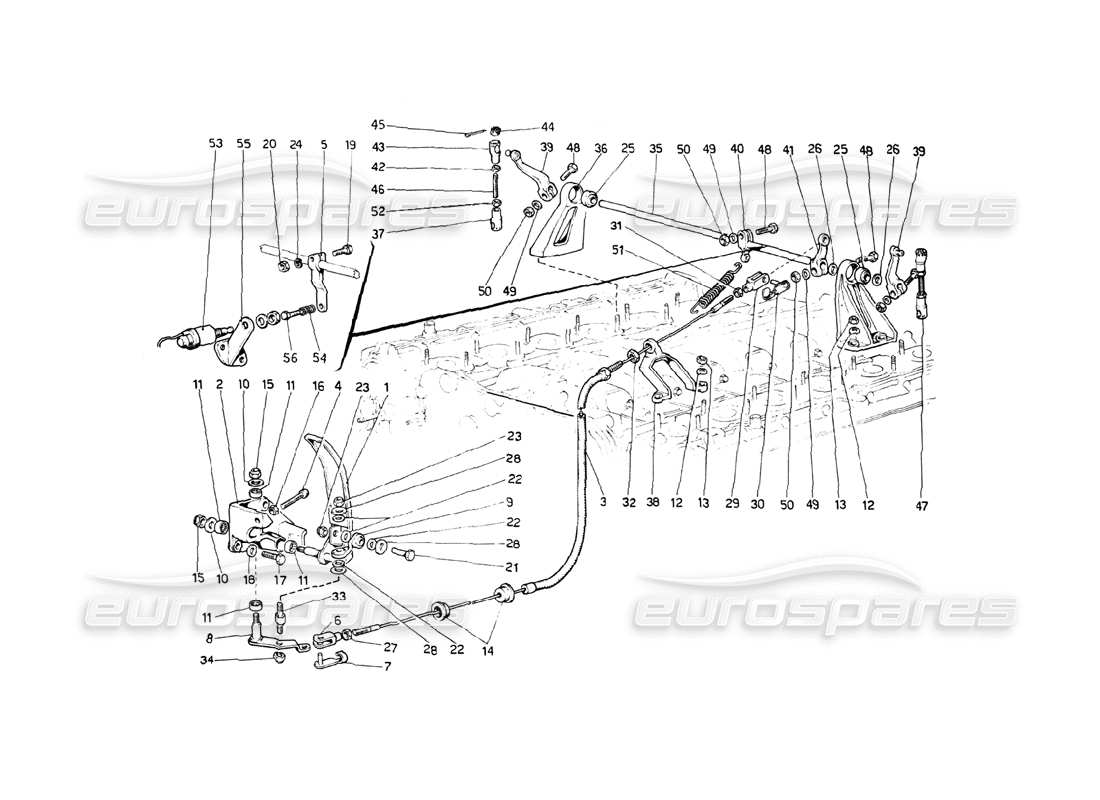 Ferrari 512 BB throttle control Part Diagram