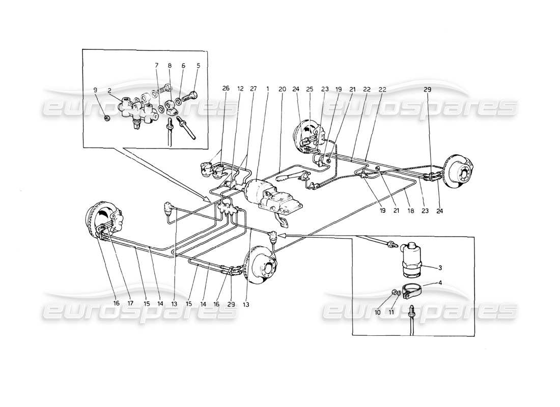 Ferrari 512 BB Brake System Part Diagram
