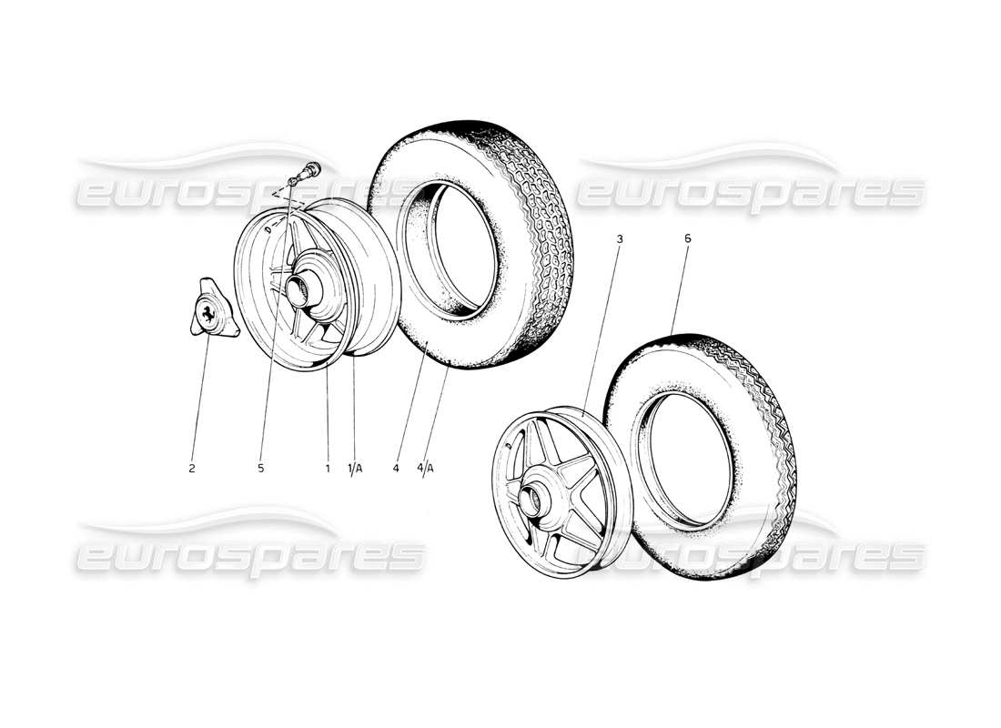 Ferrari 512 BB Wheels Part Diagram
