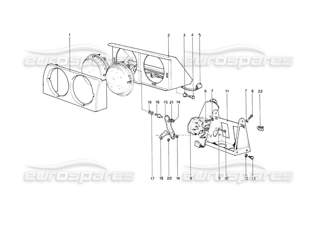 Ferrari 512 BB Headlights Lifting Device Part Diagram