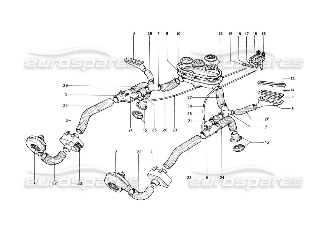 Ferrari 512 BB Heating System Part Diagram