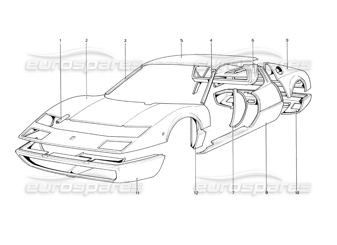 Ferrari 330 and 365 365 GT4 Berlinetta Boxer 102 Body Shell - Outer ...