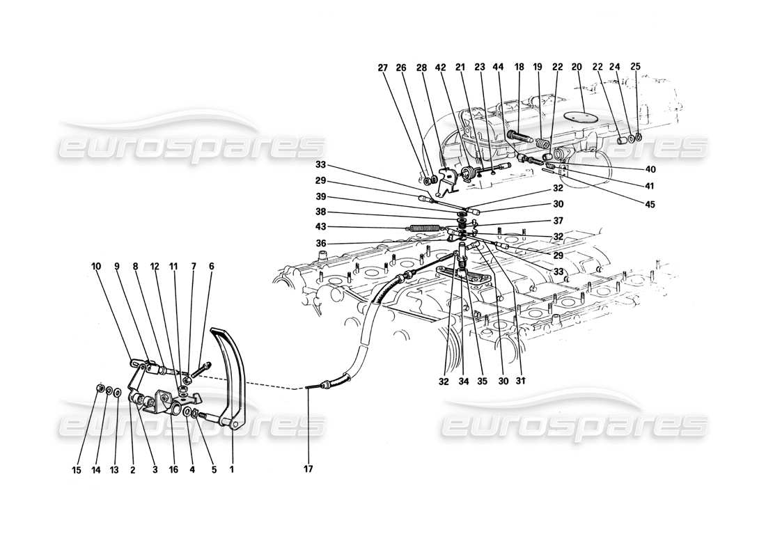 Ferrari 512 BBi Throttles Controll Part Diagram