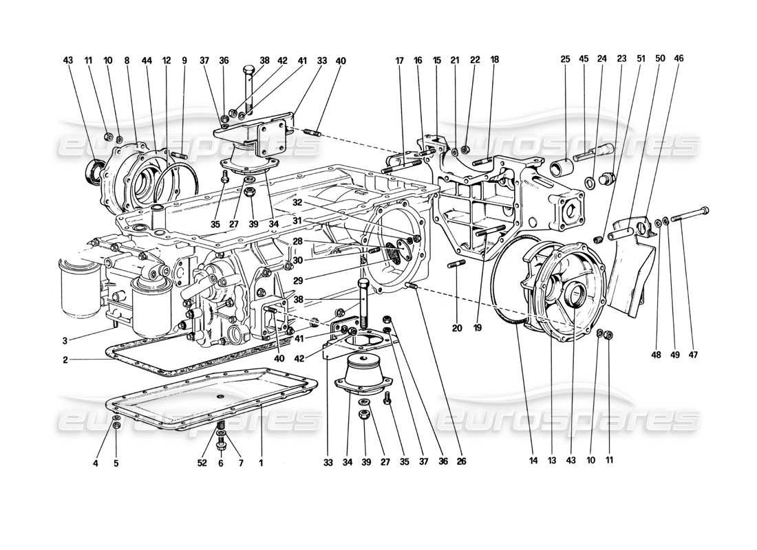 Ferrari 512 BBi Gearbox - Mountings and Covers Part Diagram