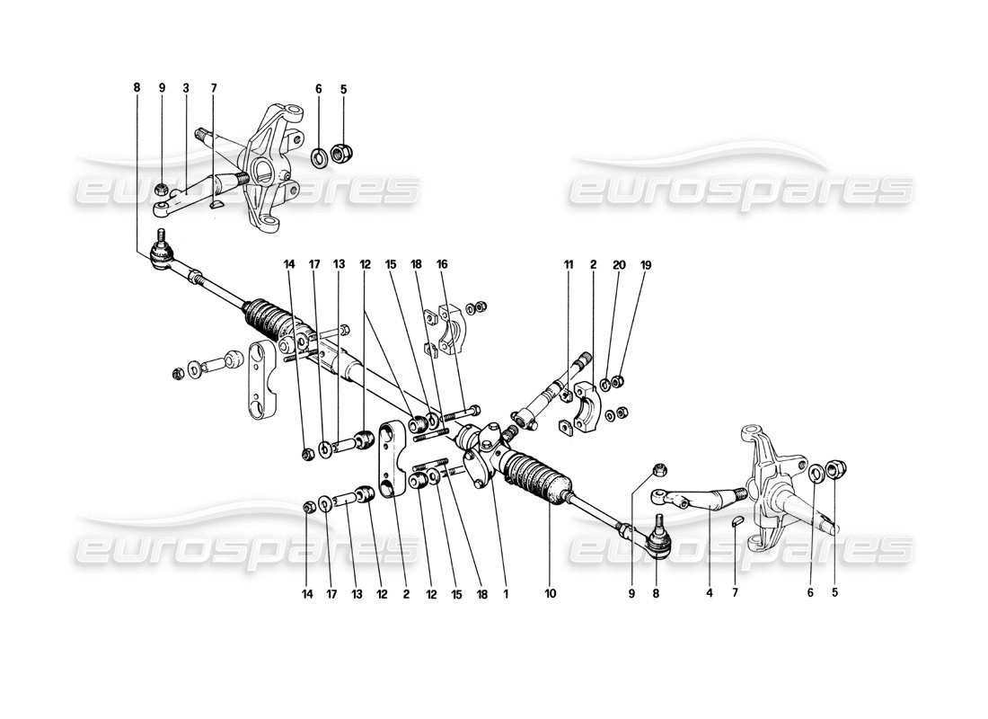 Ferrari 512 BBi Steering Box and Linkage Part Diagram
