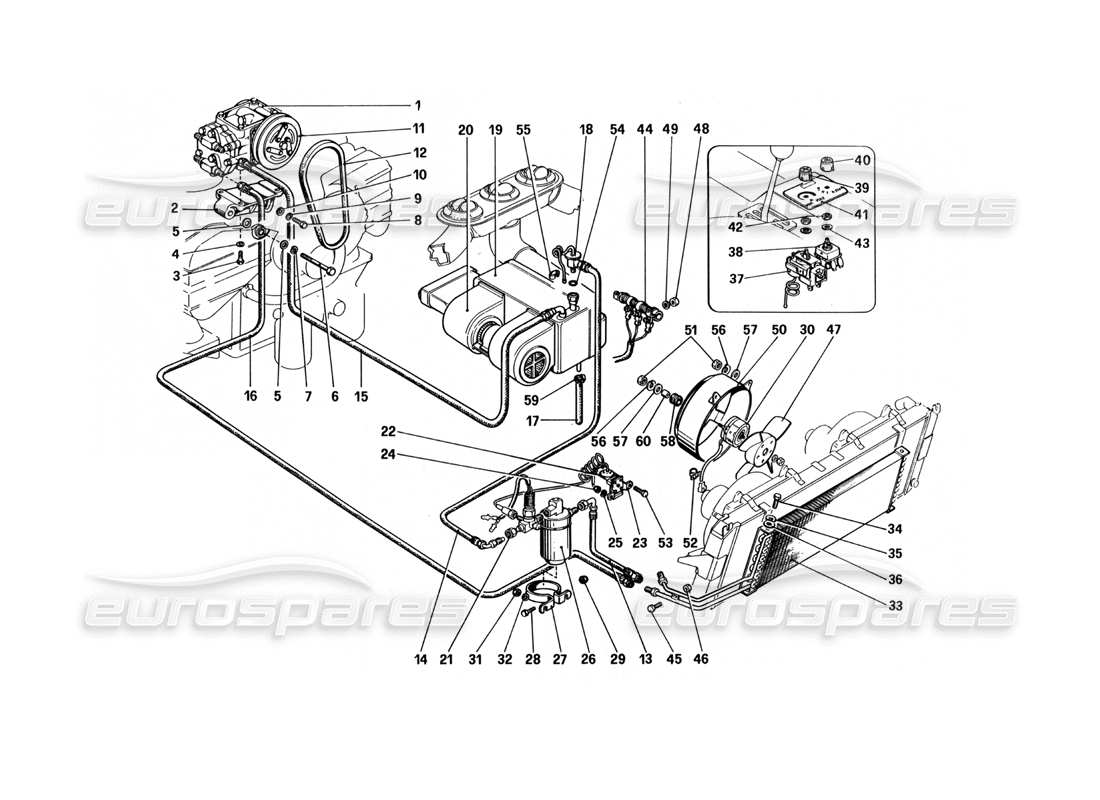 Ferrari 512 BBi air conditioning system Part Diagram