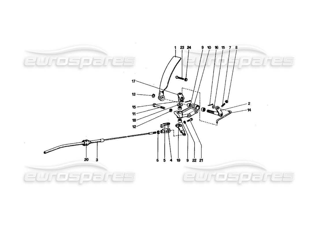 Ferrari 512 BBi Throttles Controll (Variant for RHD Version) Part Diagram