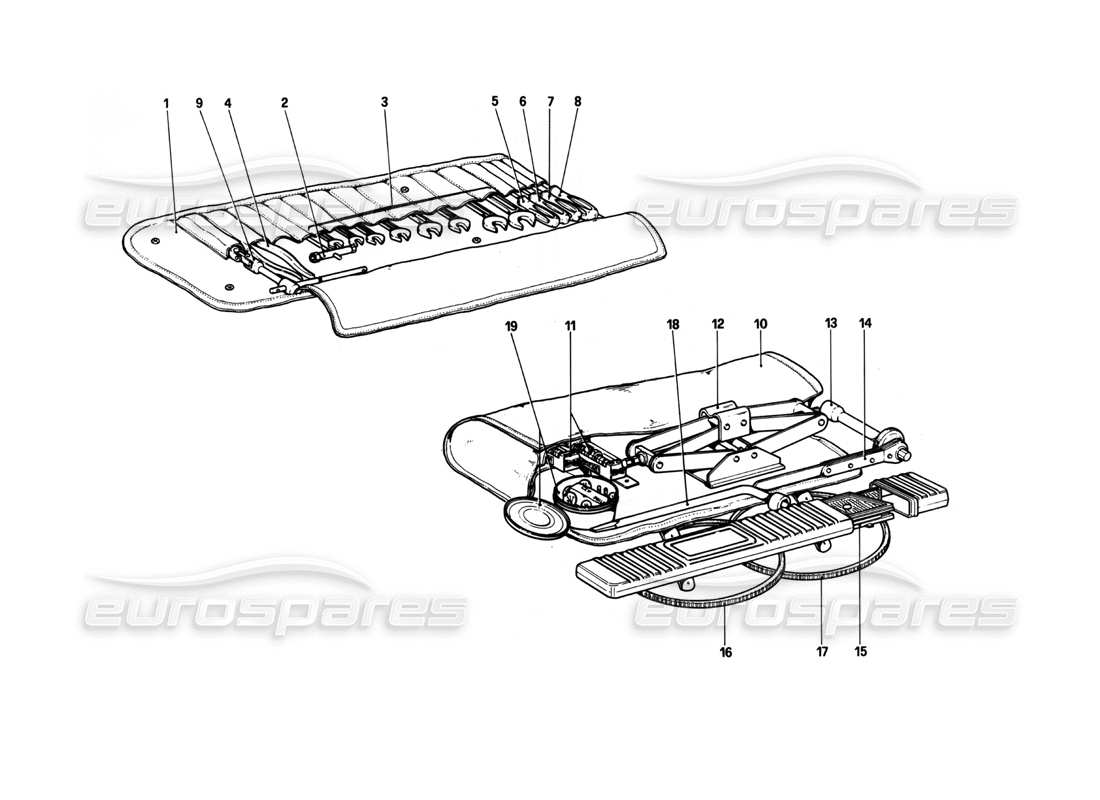 Ferrari 208 Turbo (1982) Tool - Kit Part Diagram