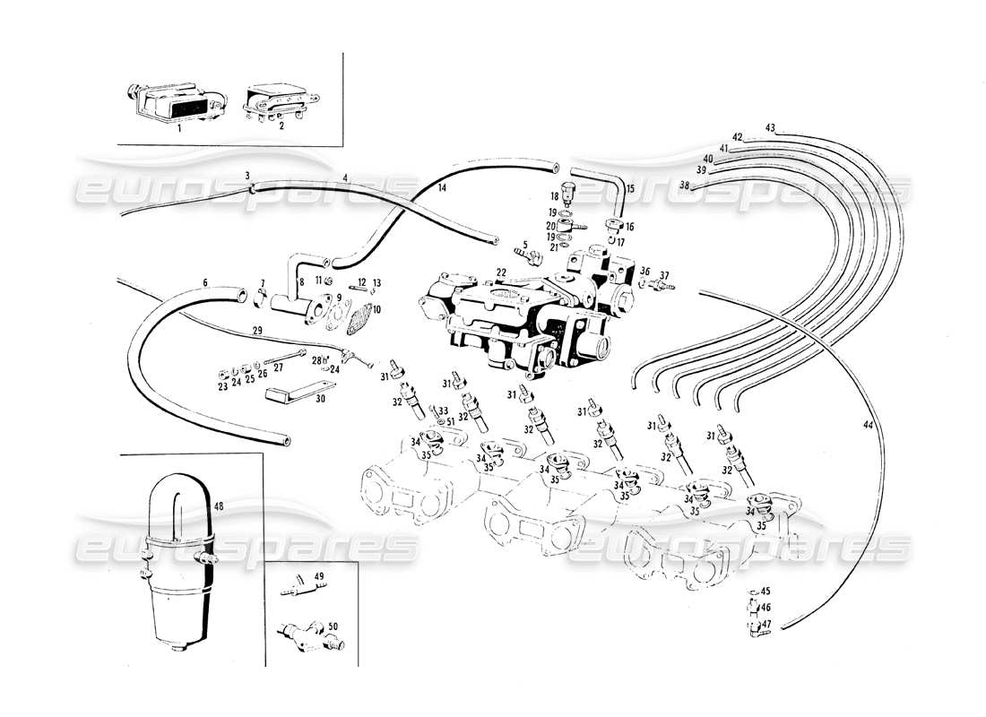 a part diagram from the maserati mistral parts catalogue