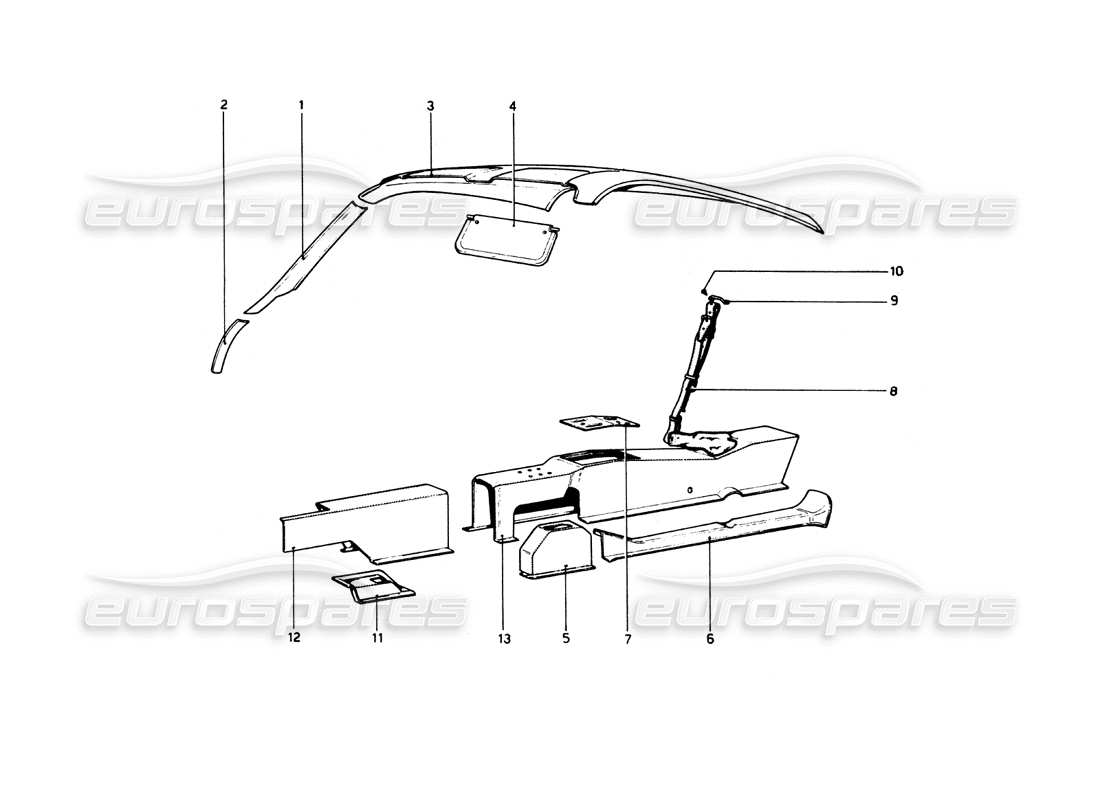 a part diagram from the ferrari 512 bb parts catalogue