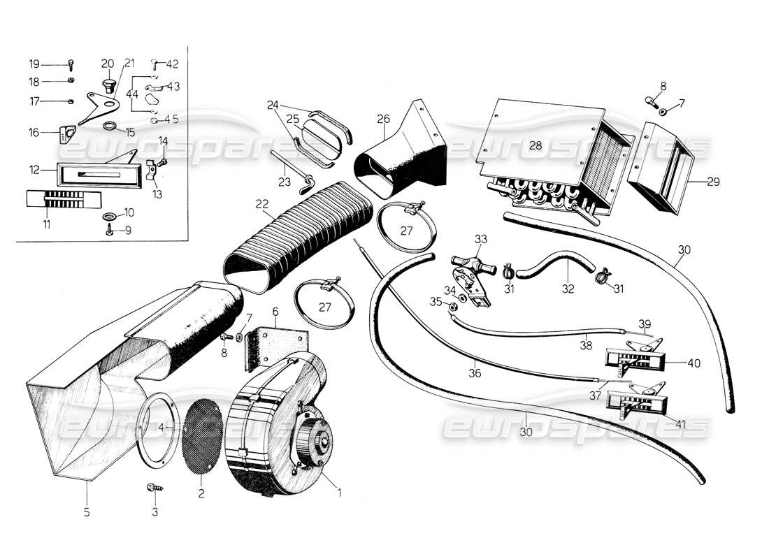 a part diagram from the lamborghini countach 5000 qvi (1989) parts catalogue