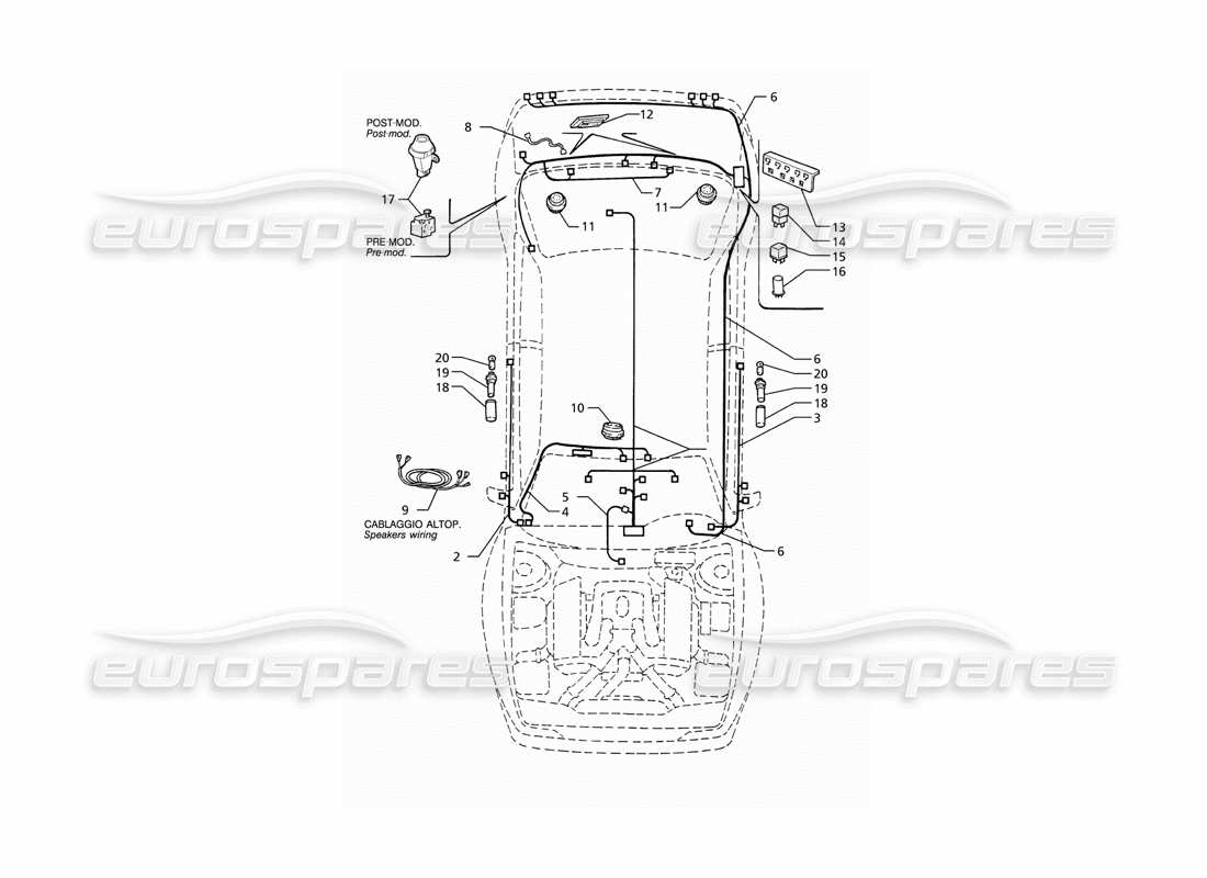 a part diagram from the maserati ghibli 2.8 (abs) parts catalogue