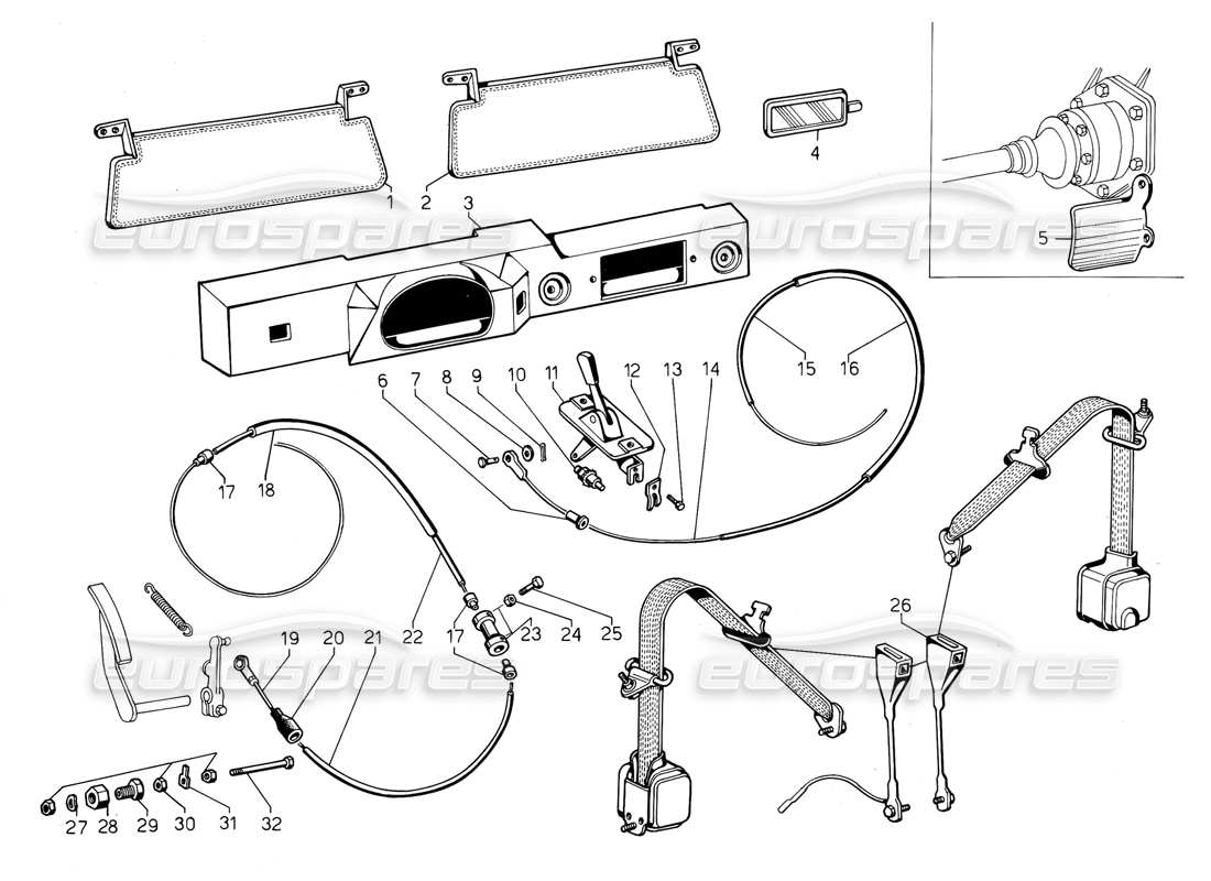 VIEW PARTS DIAGRAMS FROM THE LAMBORGHINI JALPA PARTS CATALOGUE a part diagram from the lamborghini jalpa parts catalogue