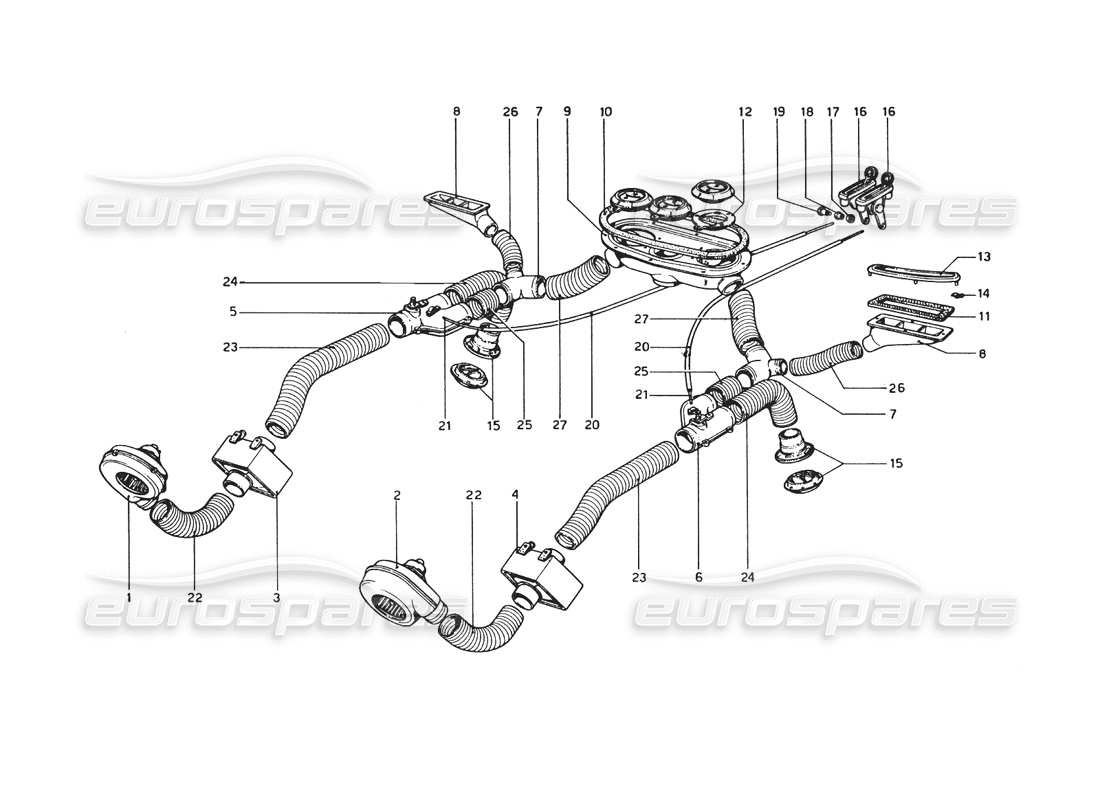 a part diagram from the ferrari 365 gt4 berlinetta boxer parts catalogue