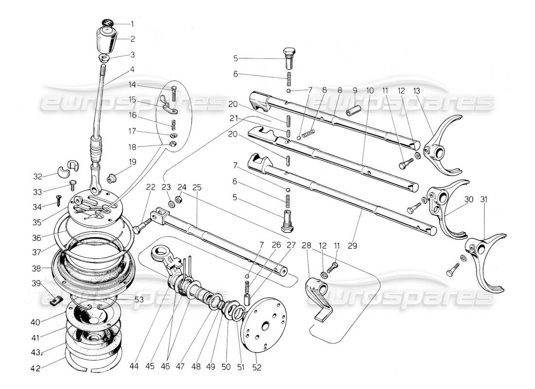 a part diagram from the lamborghini countach 5000 s (1984) parts catalogue