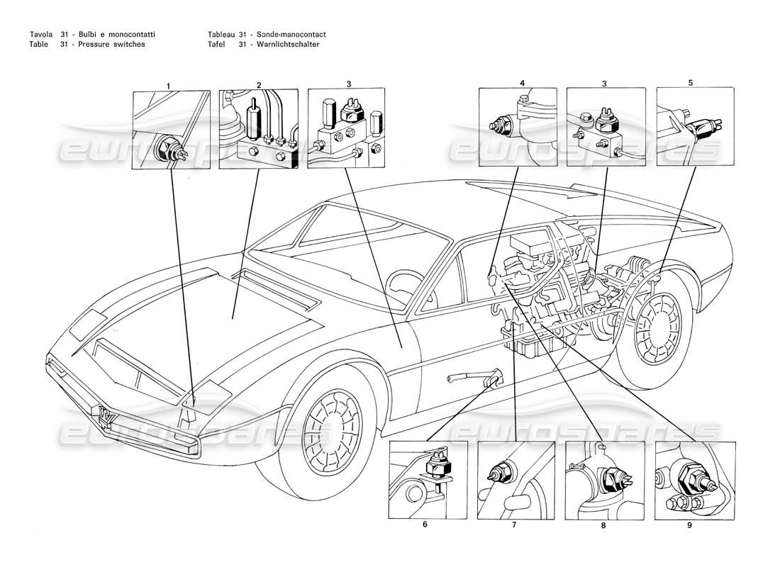 a part diagram from the maserati merak parts catalogue