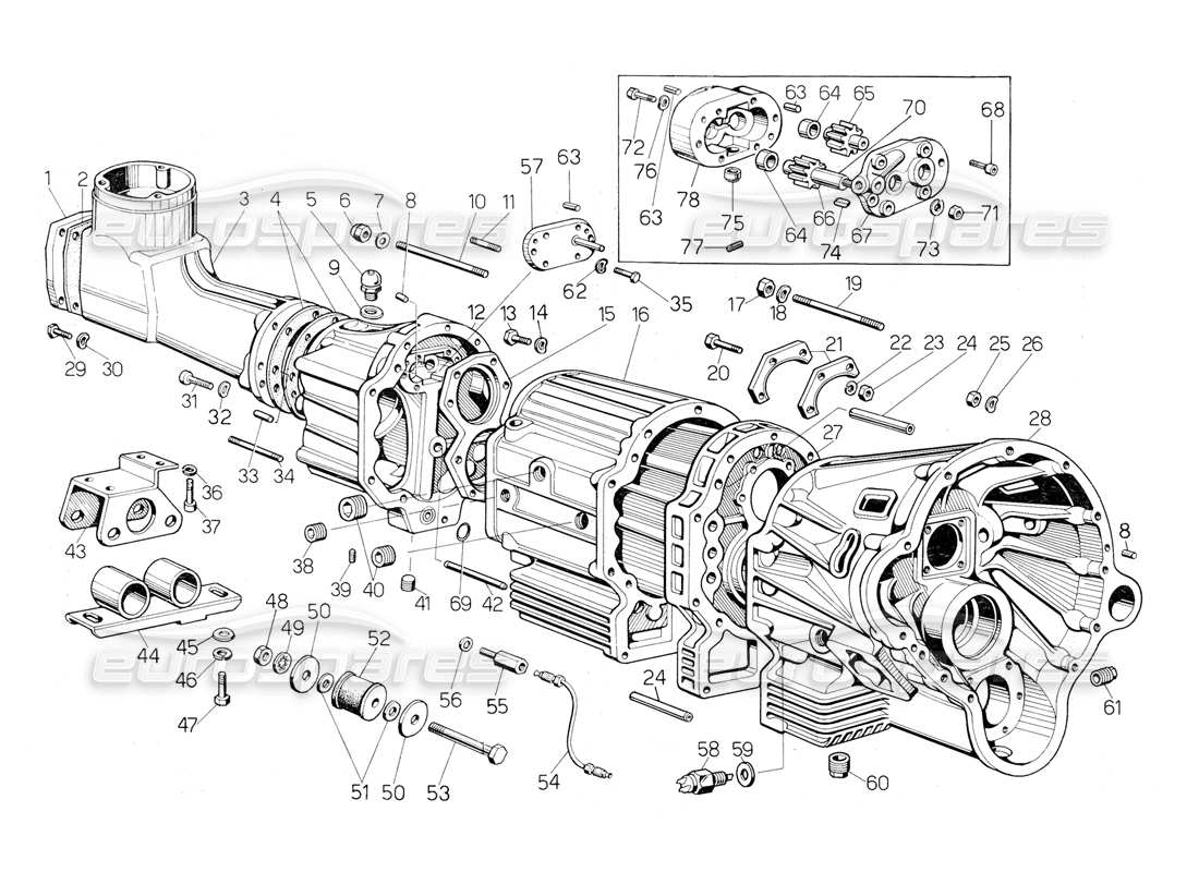 a part diagram from the lamborghini countach 5000 s (1984) parts catalogue